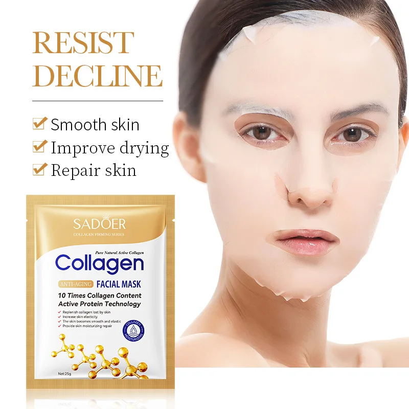 Collagen Sheet Mask - 50/30/20/10pcs SADOER Collageen Gezichtsmasker Verstevigende Hydraterende