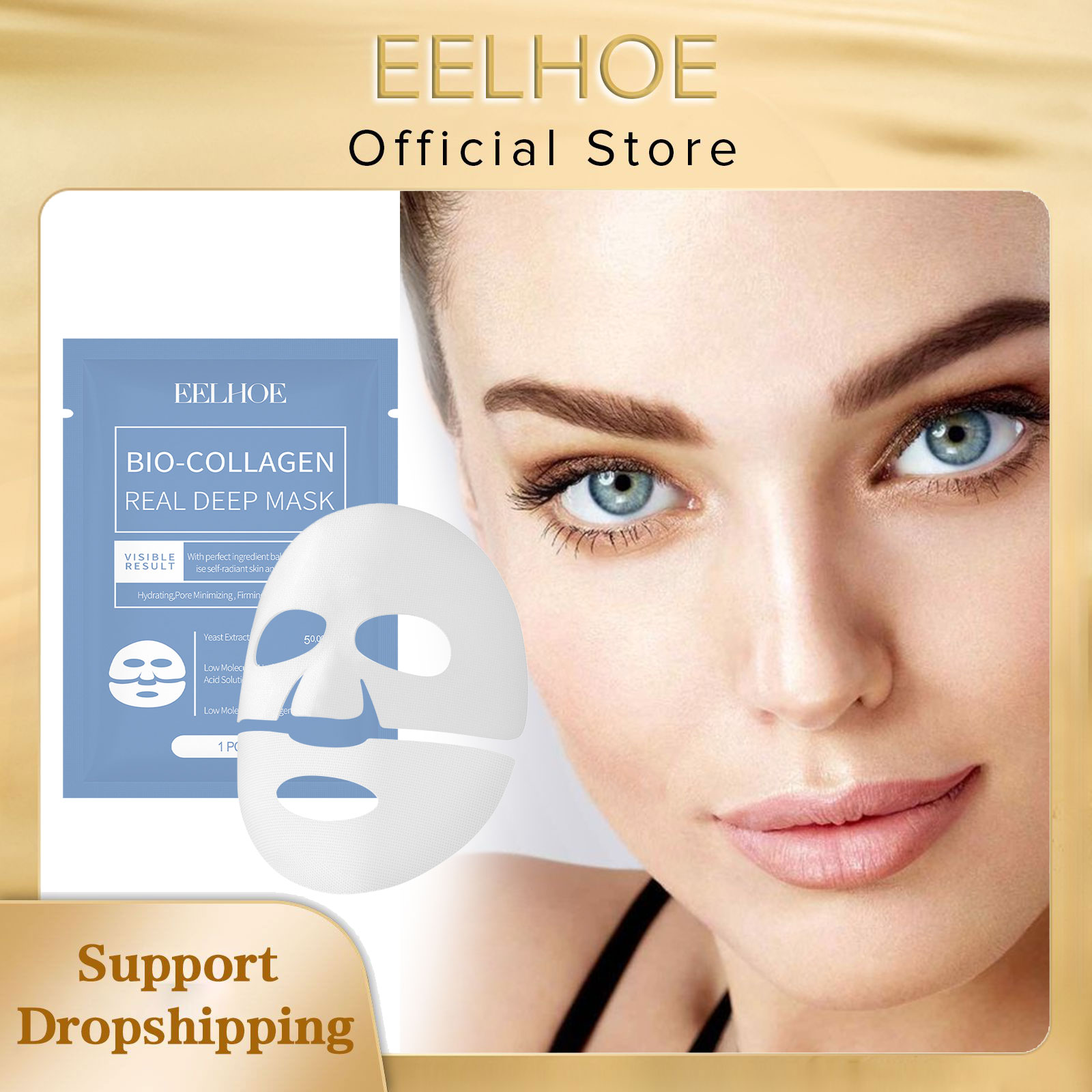 Collagen Sheet Mask - EELHOE Bio Collageen Gezichtsmasker Verhelderende Stevige